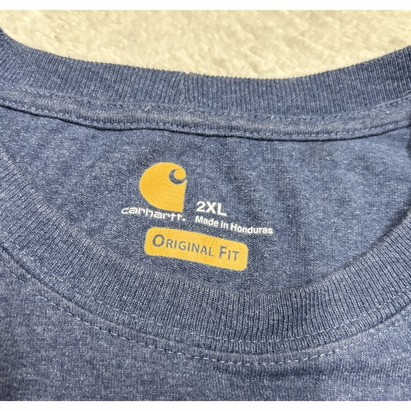 Carhartt Shirt Original Fit Size 2XL Heavyweight Workwear Pocket Blue K87-413 - Picture 5 of 13